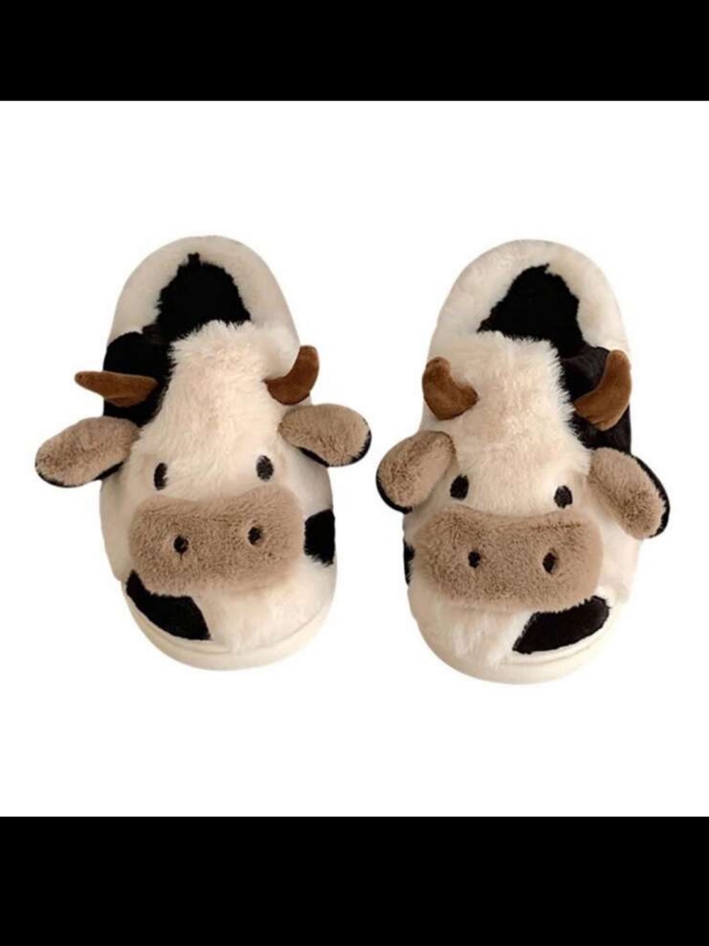Plush Cow Slip-On Slippers